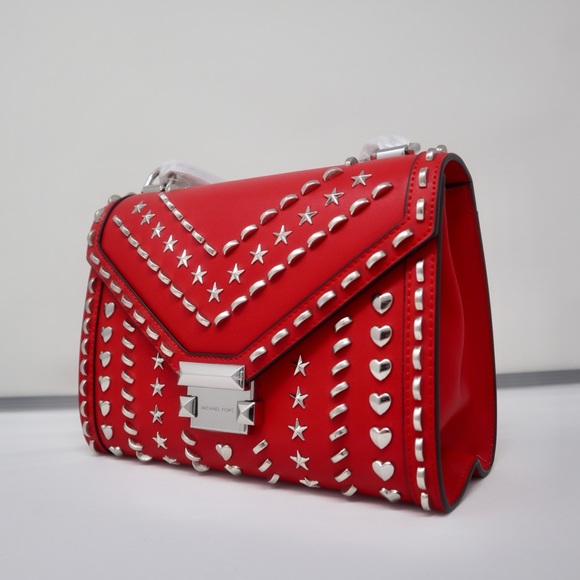 Michael Kors Handbags - Michael Kors Whitney Studded Shoulder Bag Red New
